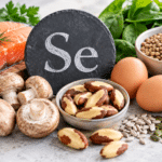 Selenhaltige Lebensmittel wie Fisch, Eier, Paranüsse, Pilze und Hülsenfrüchte